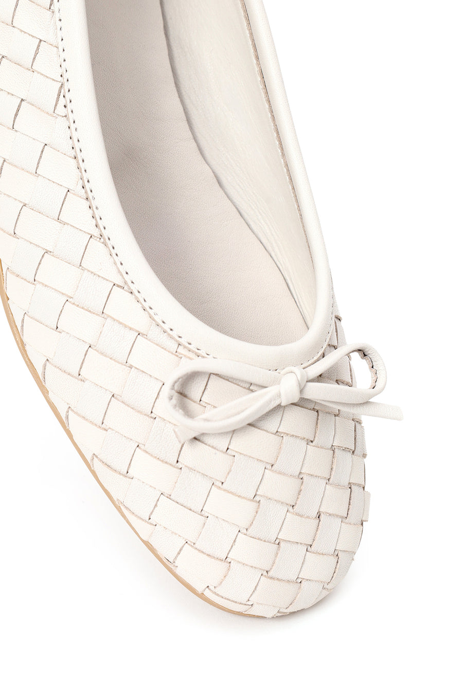 Woman White Braided Leather Ballet Flat