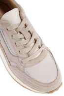 Women's Beige Lace-Up Suede Leather Sneaker | Derimod