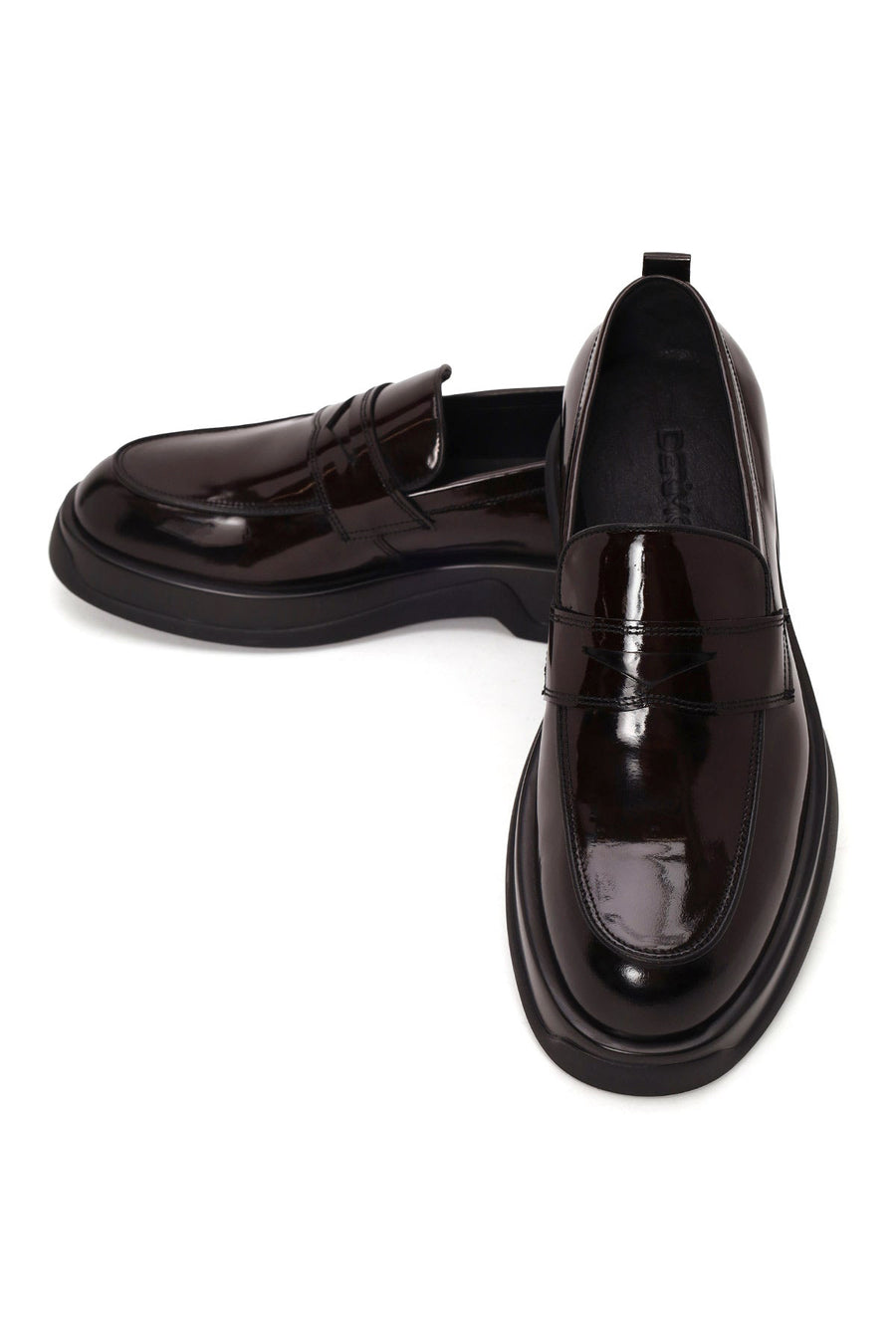 Male Burgundy Chunky-Soled Leather Loafer