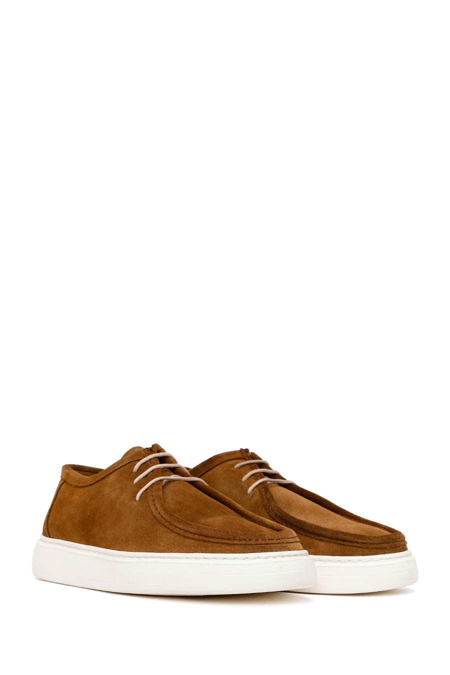 Male Tan Lace-Up Thick-Soled Suede Casual Shoes