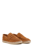 Men's Tan Suede Leather Espadrille | Derimod