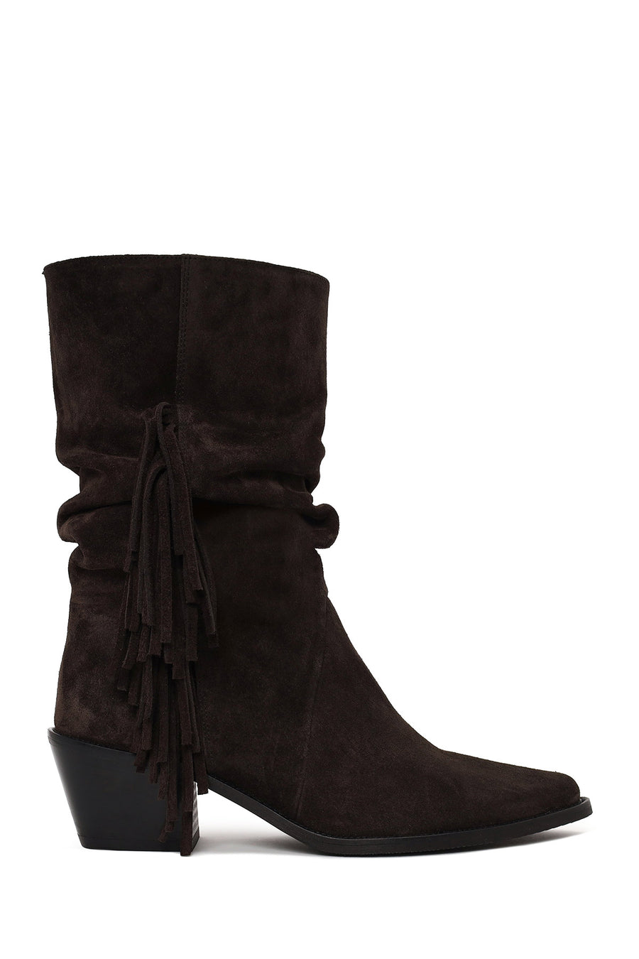 Woman Anthracite Thick-Heeled Suede Cowboy Boots AF170025DS | Derimod
