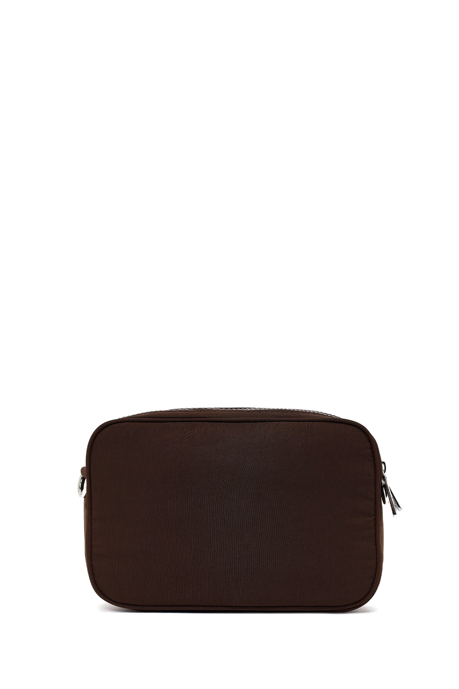 Woman Brown Long-Strap Fabric Crossbody Bag