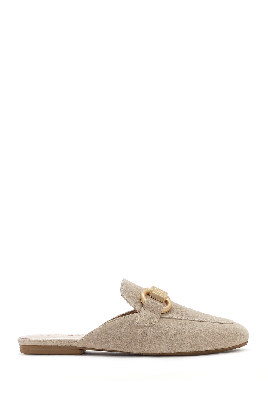 Women's Beige Buckle Suede Leather Slippers 25SFD200210 | Derimod