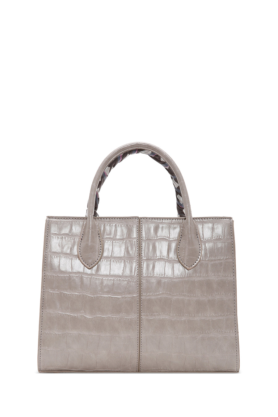 Women's Mink Long Strap Crocodile Patterned Handbag with Accessory Detail