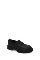 Kadın Siyah Kalın Tabanlı Deri Maskülen Loafer | Derimod