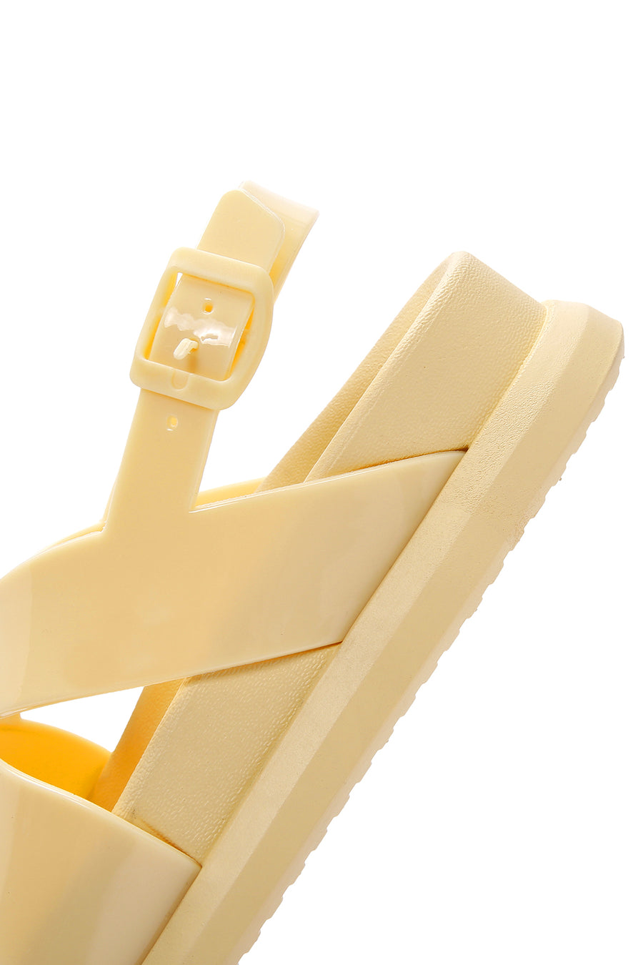 Women's Yellow Ankle Strap Thick Soled Jelly Sandals