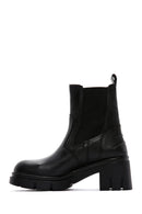 Women's Black Leather Heeled Chelsea Boots | Derimod