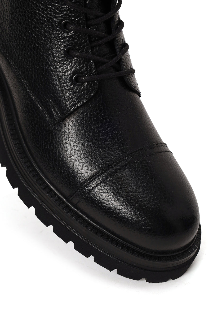 Male Black Lace-up Zip Closure Leather Casual Boots