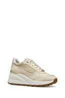 Geox Kadın Krem D Spherica Ec13 A - Nap + Pr.Syn Bağcıklı Dolgu Topuklu Sneaker | Derimod