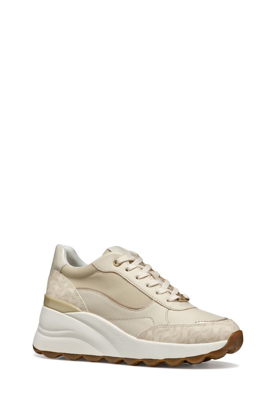 Geox Kadın Krem D Spherica Ec13 A - Nap + Pr.Syn Bağcıklı Dolgu Topuklu Sneaker