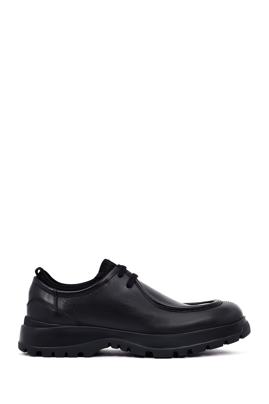 Men's Black Lace-Up Thick-Soled Leather Casual Shoes 25WFD632418 | Derimod