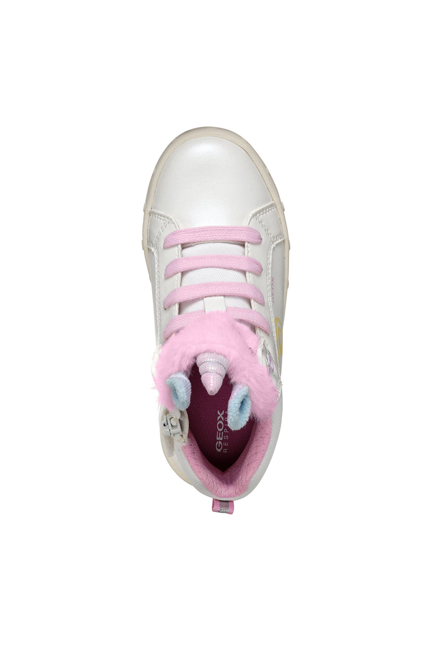 Geox Girls White Skylin Lace-Up Patterned Ankle Sneaker