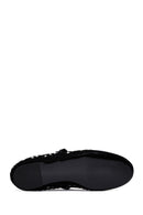 Women's Black Buckled Stoned Leather Ballerinas | Derimod