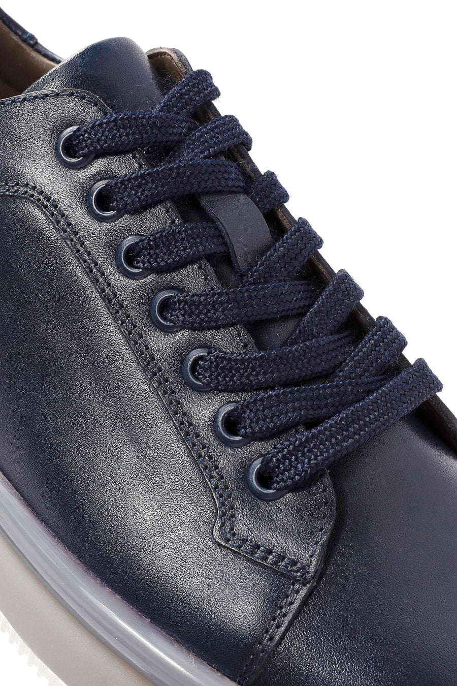 Men's Navy Blue Lace-Up Leather Sneaker