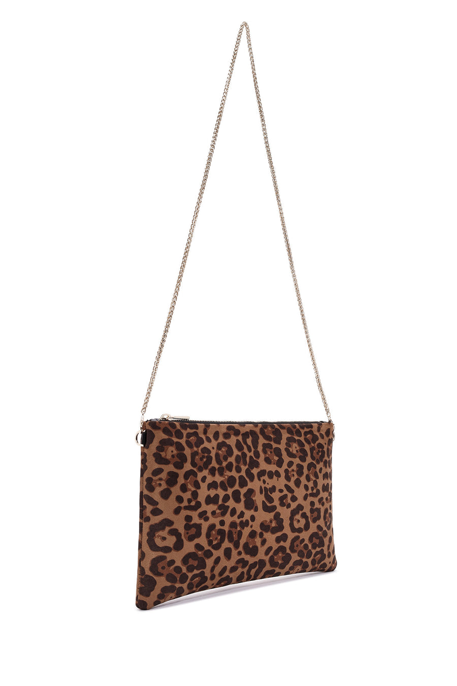 Women's Leopard Long Strap Suede Clutch Bag