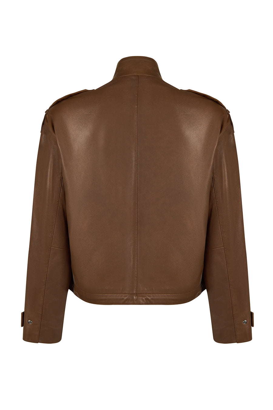 Vera Woman Brown Oversize Leather Jacket