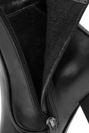 Women's Black Zippered Thick Heeled Leather Boots | Derimod