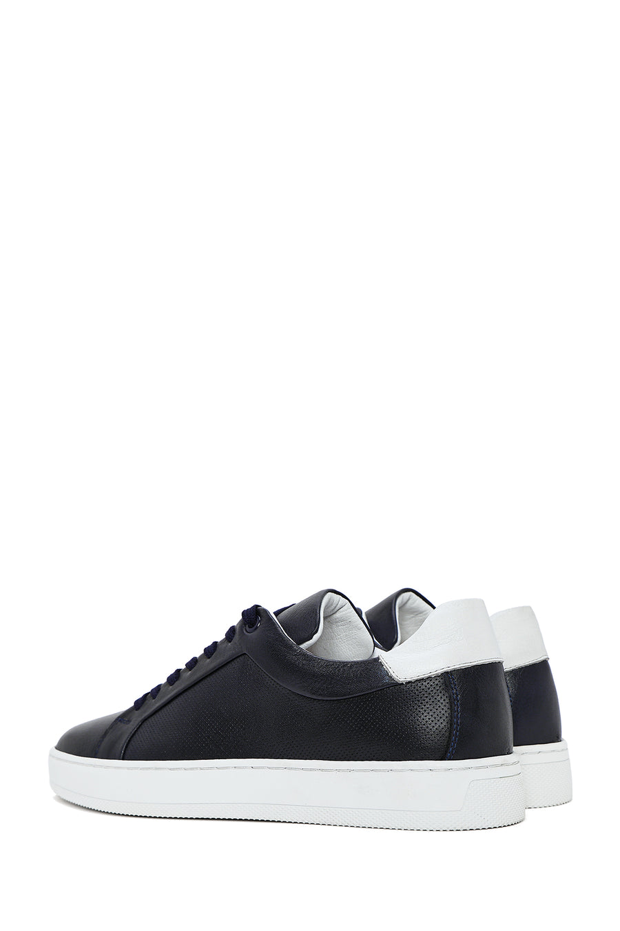 Men's Navy Blue Lace-Up Leather Sneaker