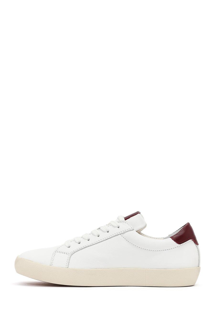 Women's White Lace-Up Leather Sneaker