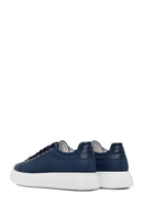 Men's Navy Blue Lace-up Thick-Sole Leather Sneaker | Derimod