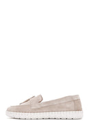 Women's Beige Suede Leather Comfort Loafer | Derimod