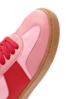 ACBC x Derimod Women's Pink Lace-Up Suede Sneakers | Derimod