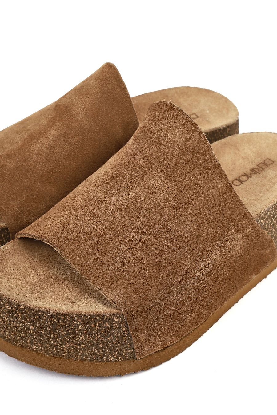 Women's Brown Thick Soled Suede Leather Slippers