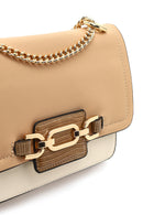 Women's Beige Long Chain Strap Classic Shoulder Bag | Derimod
