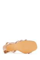 Women's Beige Thin Heeled Stone Sandals | Derimod