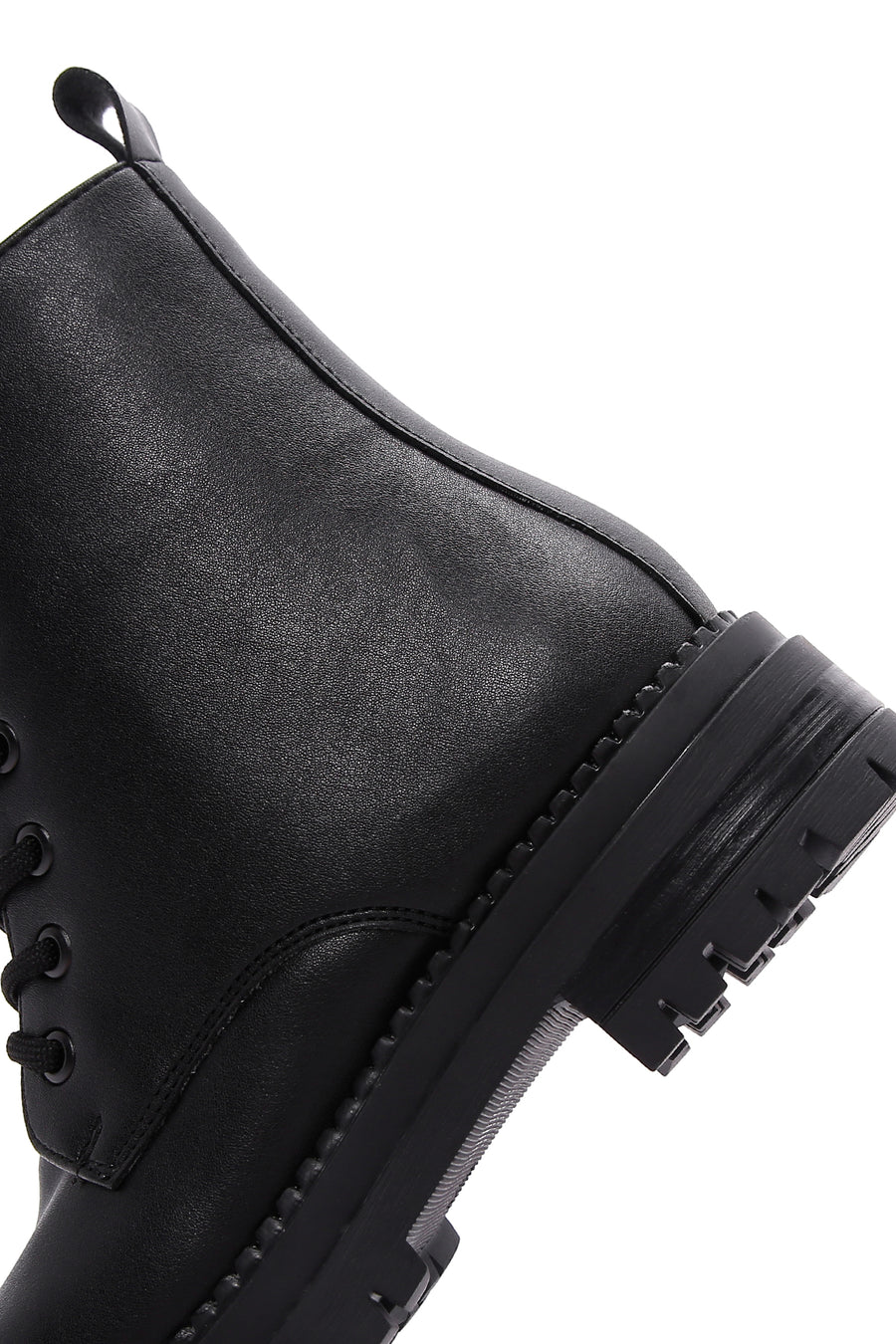 Women's Black Lace-Up Zipper Detailed Combat Boots