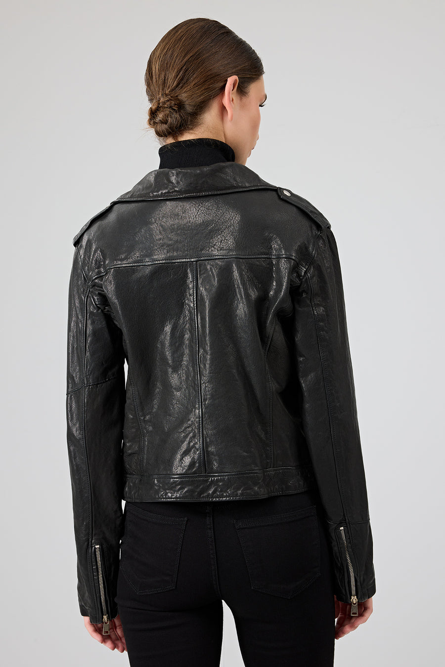 Blondy Women's Black Double Breasted Leather Jacket