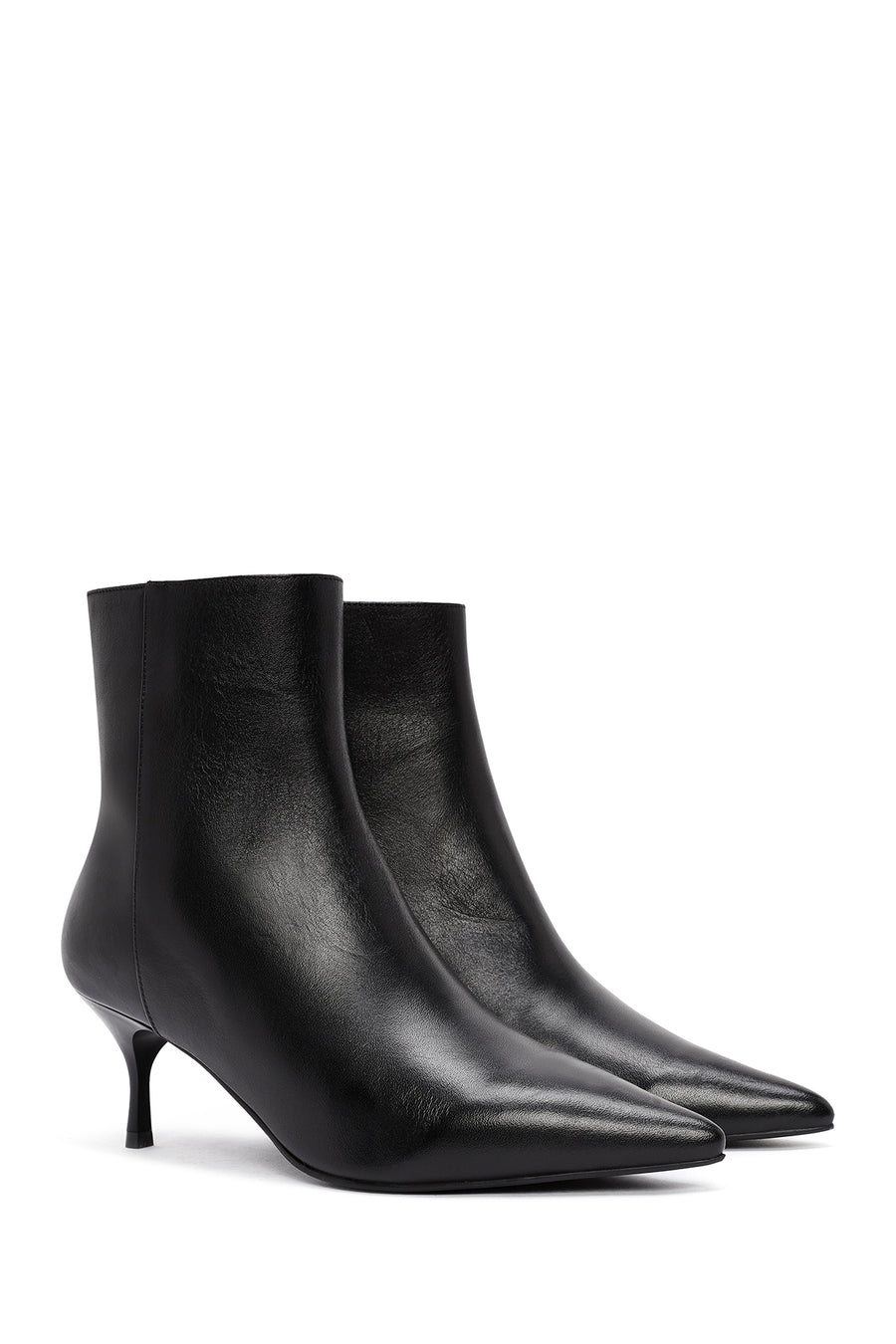 Woman Black Zip Closure Stiletto Heel Leather Boots