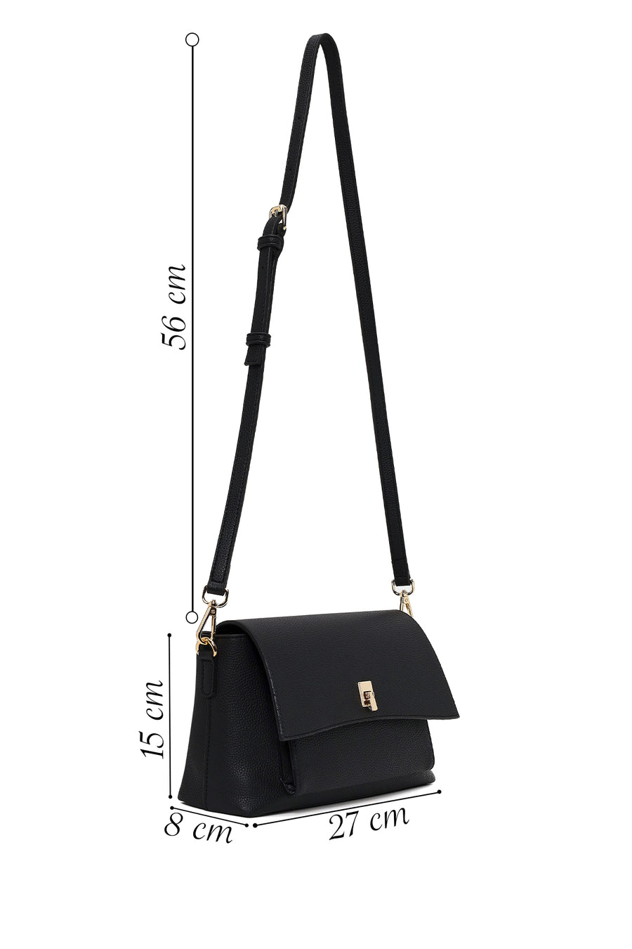 Woman Black Long-Strap Classic Crossbody Bag