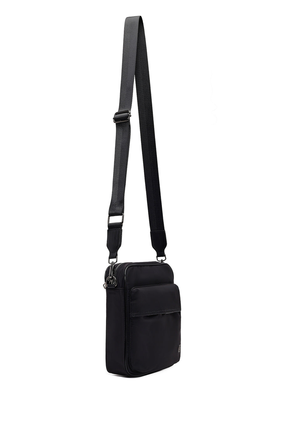 Men's Black Fabric Messenger Bag
