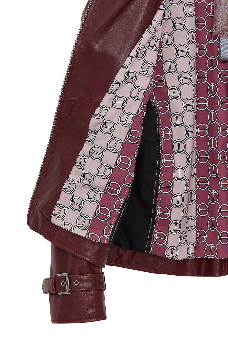 Paloma Women's Burgundy Short Oversize Biker Leather Jacket