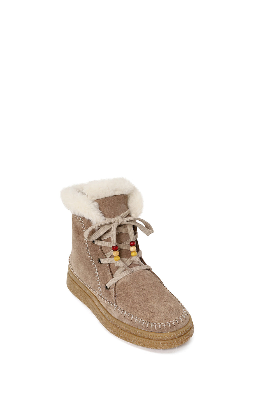 Woman Mink Lace-Up Thick-Soled Suede Teddy Boots