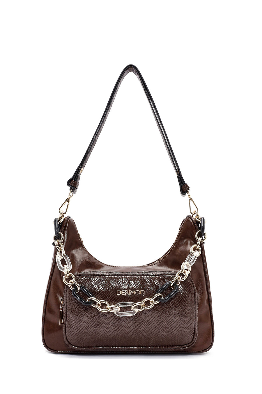 Woman Brown Double-Strap Shoulder Bag
