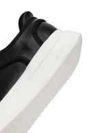 Erkek Siyah Bağcıklı Kalın Tabanlı Deri Sneaker | Derimod
