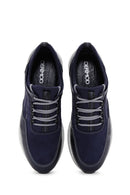 Men's Navy Blue Nubuck Leather Sneaker | Derimod