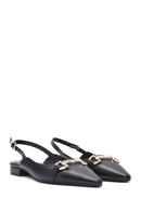 Women's Black Accessory Open Back Ballerinas | Derimod