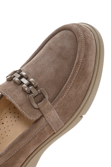 Kadın Vizon Süet Deri Tokalı Comfort Casual Loafer_8