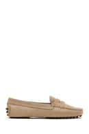 Women's Beige Suede Leather Classic Loafer | Derimod