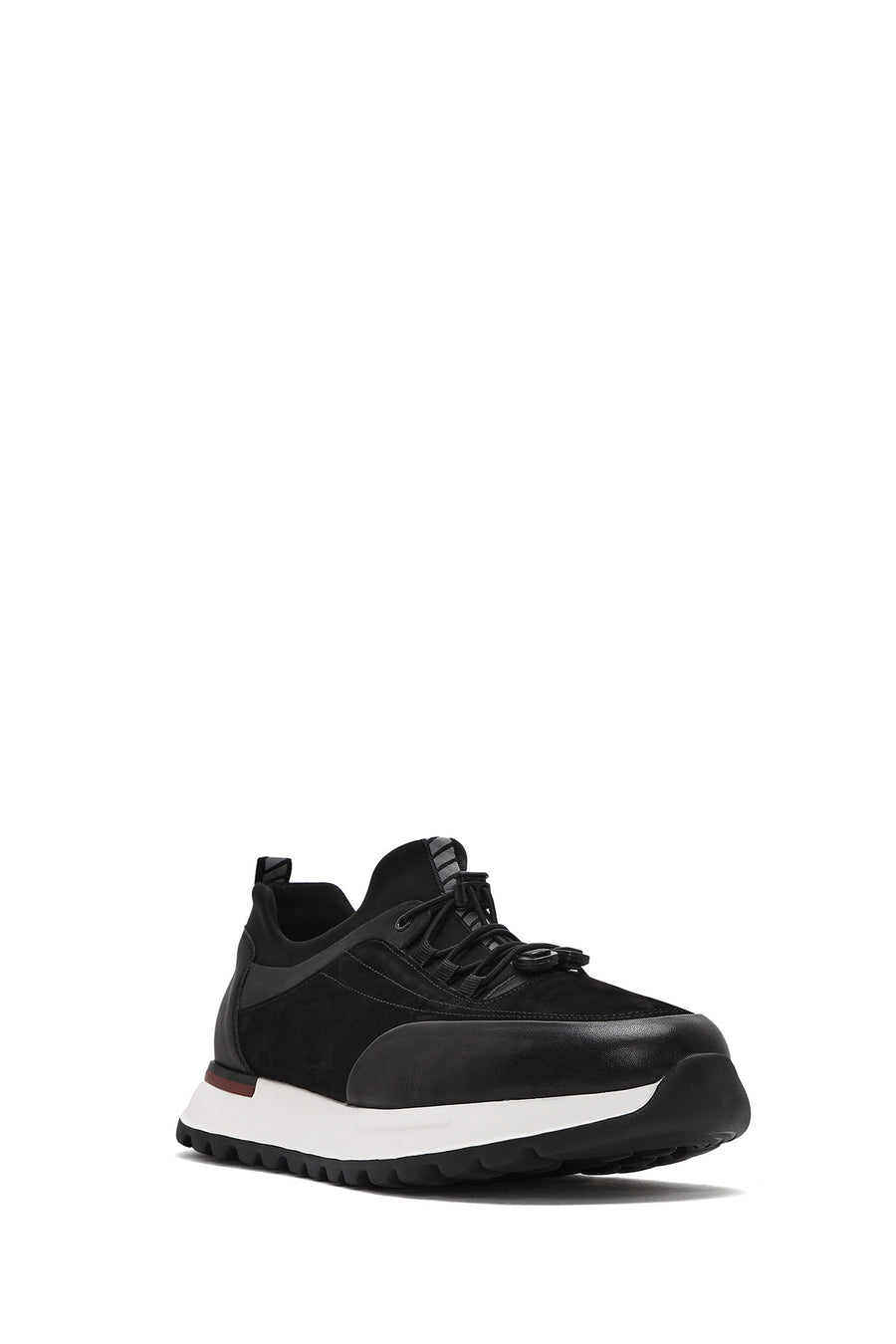 Men's Black Lace-up Leather Sneaker