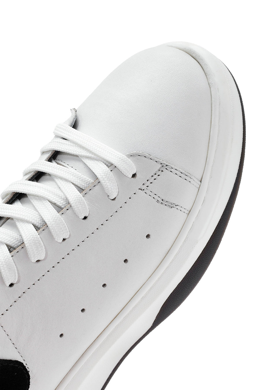 Erkek Beyaz Bağcıklı Deri Sneaker