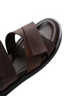 Men's Brown Nubuck Leather Sandals | Derimod