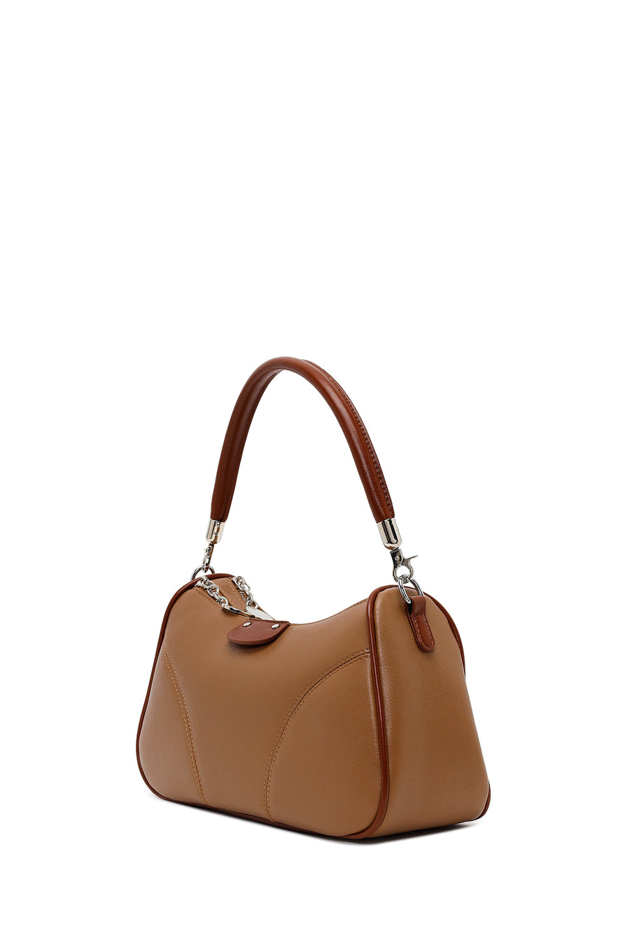 Woman Beige Casual Shoulder Bag with Long Strap