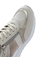 Kadın Bej Dolgu Topuklu Yandan Fermuarlı Deri Sneaker | Derimod