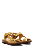 Women's Yellow Leather Comfort Sandals | Derimod