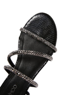 Women's Black Ankle Strap Stone Sandals | Derimod